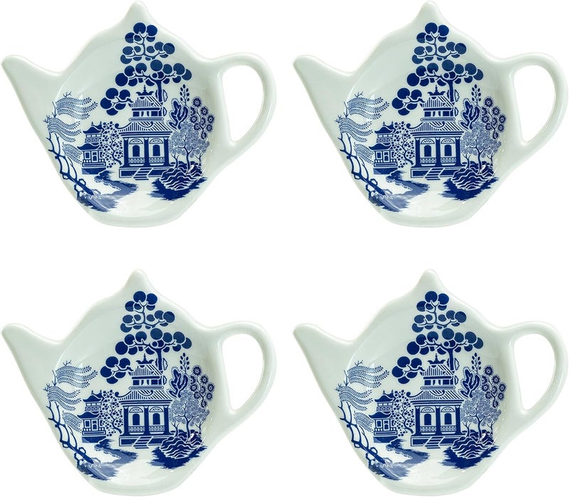 Grace Teaware Tea Bag Caddy Holder, Set of 4 (Blue Willow) - Image 1